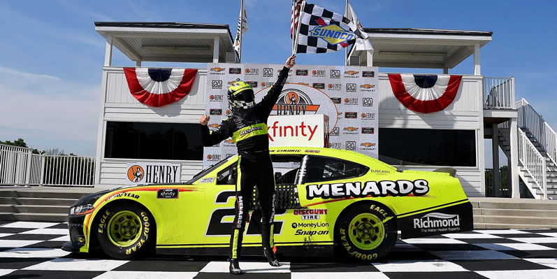 Austin Cindric celebrates in Victory Lane at Road America