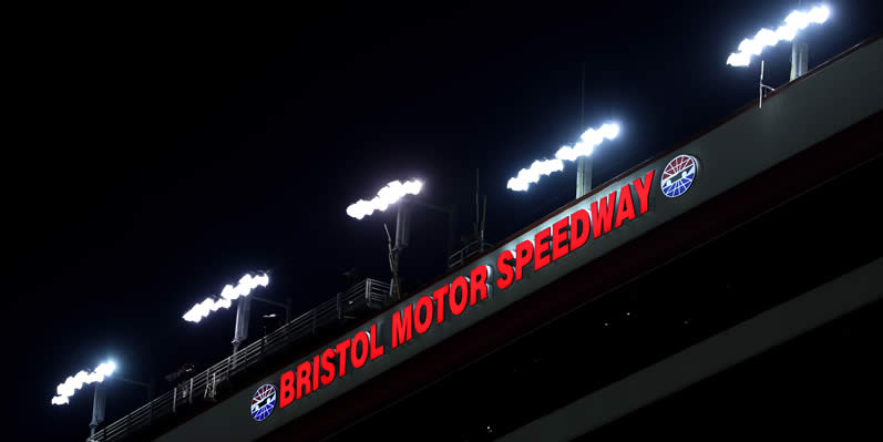 A general view of the "BRISTOL MOTOR SPEEDWAY" signage