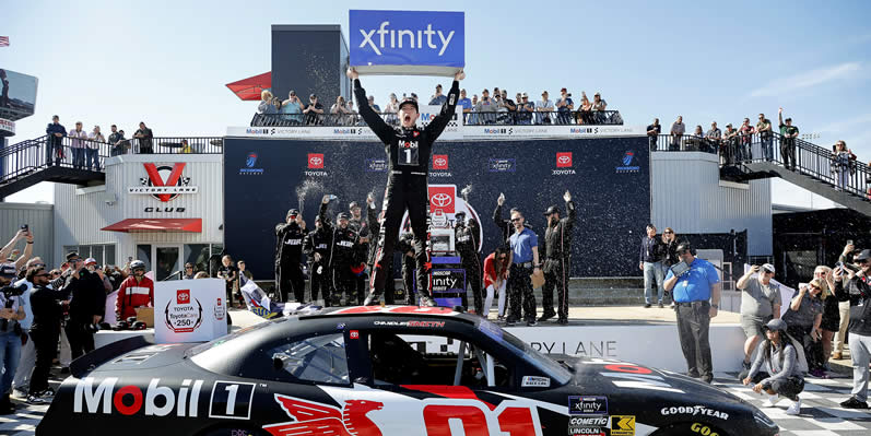 Chandler Smith celebrates in victory lane