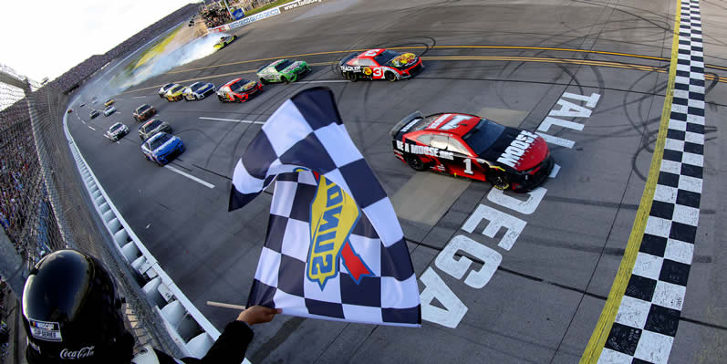 Ross Chastain takes the checkered flag to win