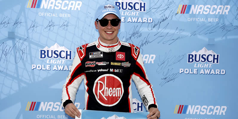 Christopher Bell poses for photos after winning the pole award