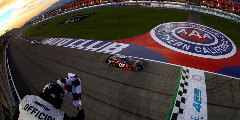 Cole Custer takes the checkered flag to win