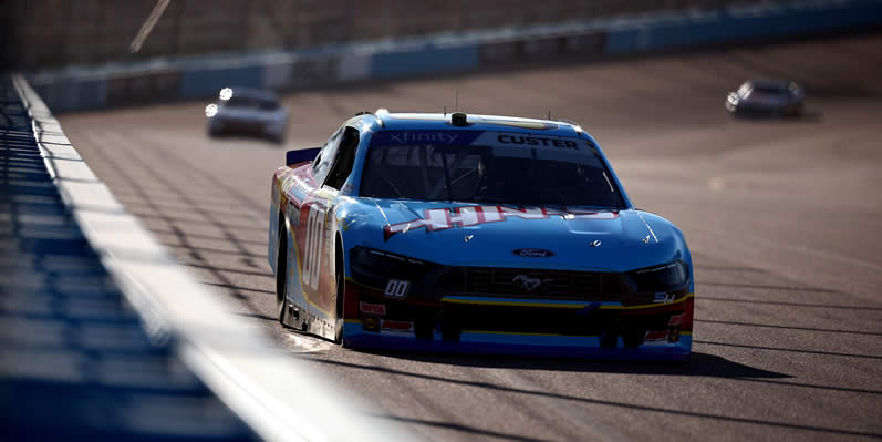 Cole Custer drives during practice