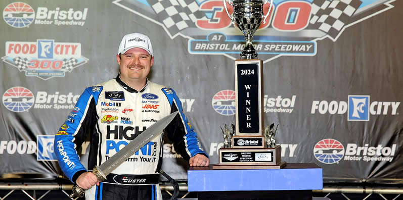 Cole Custer celebrates in victory lane