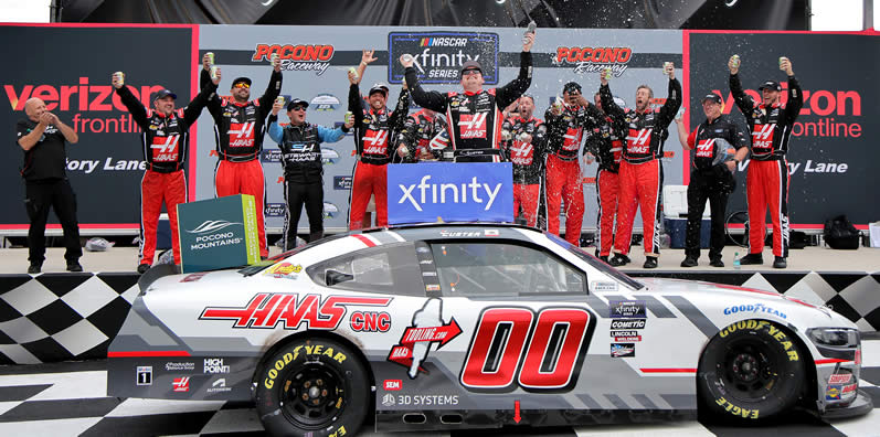 Cole Custer celebrates in victory lane