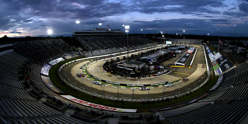 sun sets at Martinsville Speedway