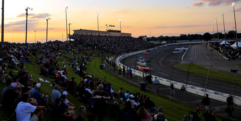 A general view of racing during the NASCAR Craftsman Truck Series TSport 200