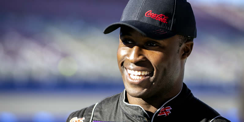 Jesse Iwuji waits on the grid during practice