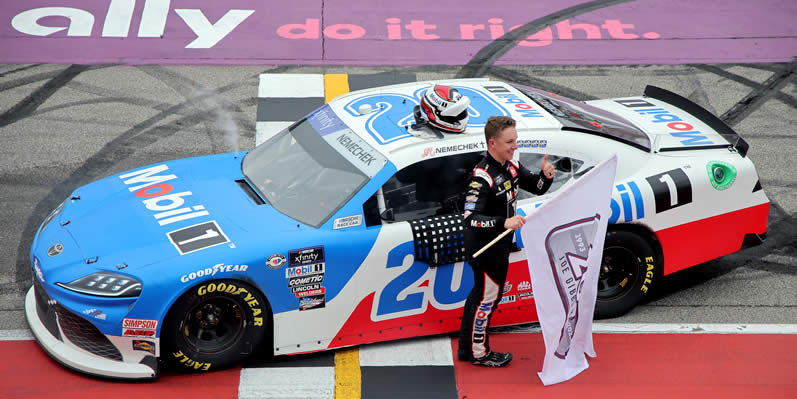 John Hunter Nemechek celebrates Joe Gibbs Racing