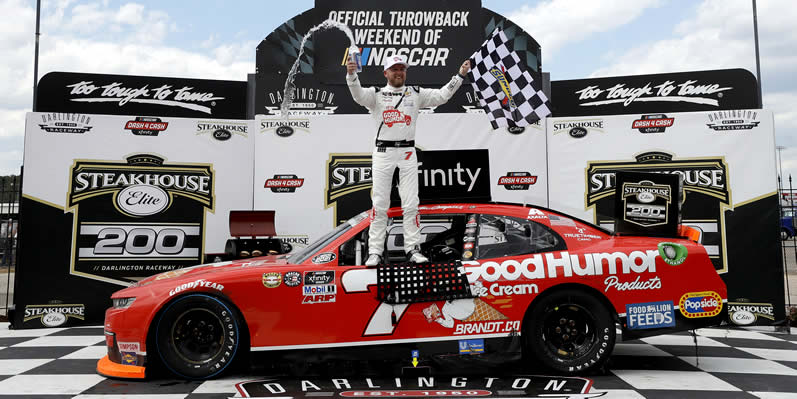 Justin Allgaier celebrates