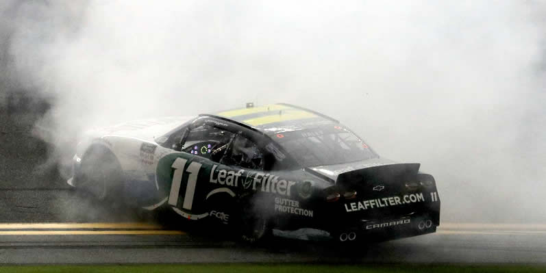 Justin Haley celebrates with a burnout