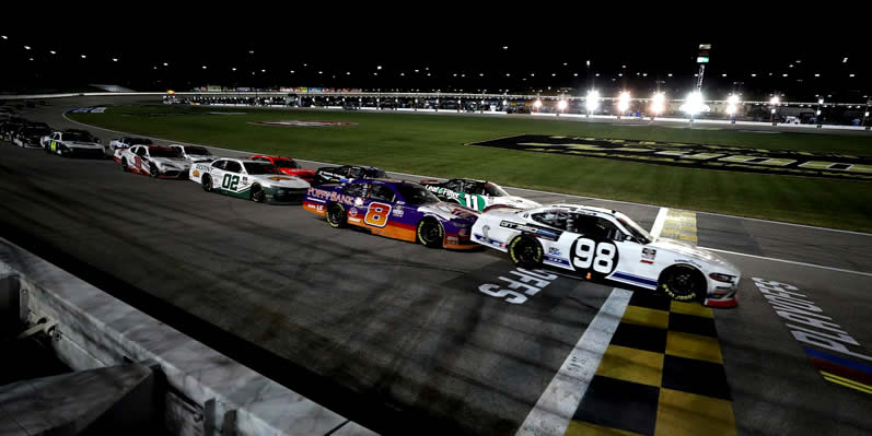 Chase Briscoe, Daniel Hemric and Justin Haley restart