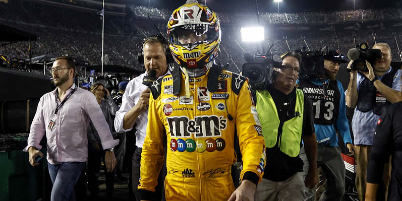 Kyle Busch exits the track
