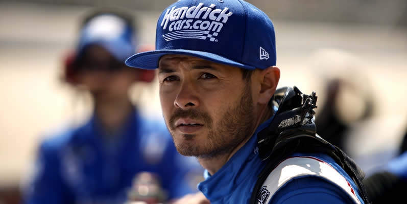 Kyle Larson looks on during qualifying