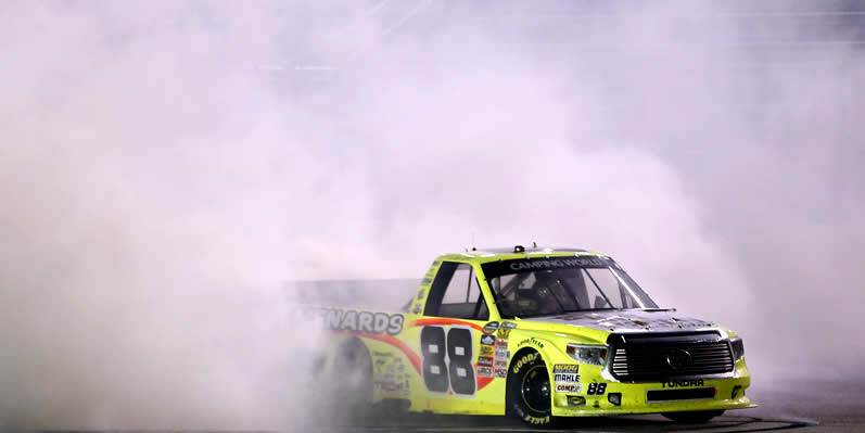 Matt Crafton celebrates with a burnout