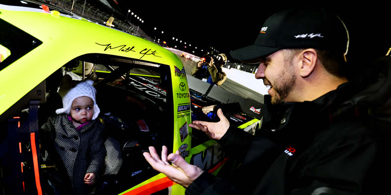 Matt Crafton plays with daughter Elladee