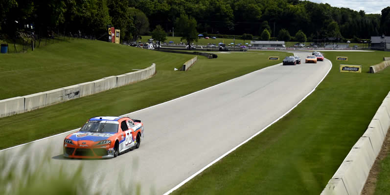 Matt Jaskol drives during practice at Road America