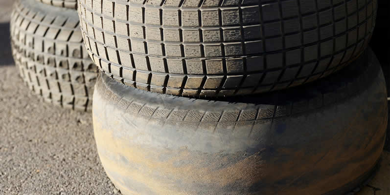 detail of worn tires