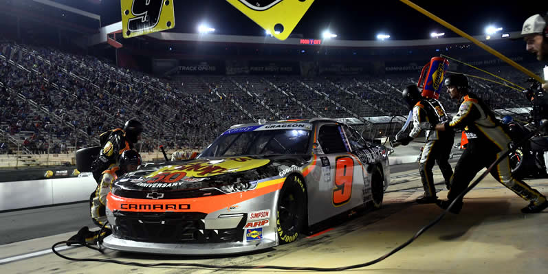 Noah Gragson pits during the Food City 300