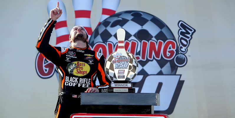 Noah Gragson celebrates in victory lane at Richmond Raceway