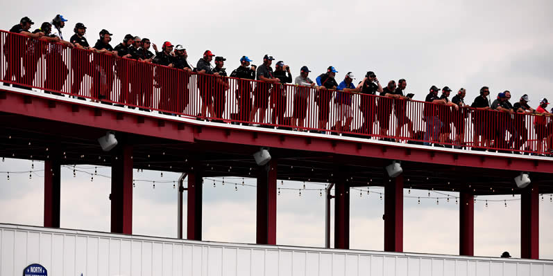 A general view of the NASCAR team spotters during practice