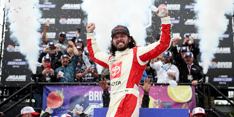 Ryan Truex celebrates in victory lane