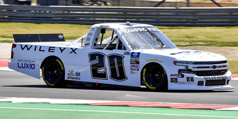 Sheldon Creed drives during practice