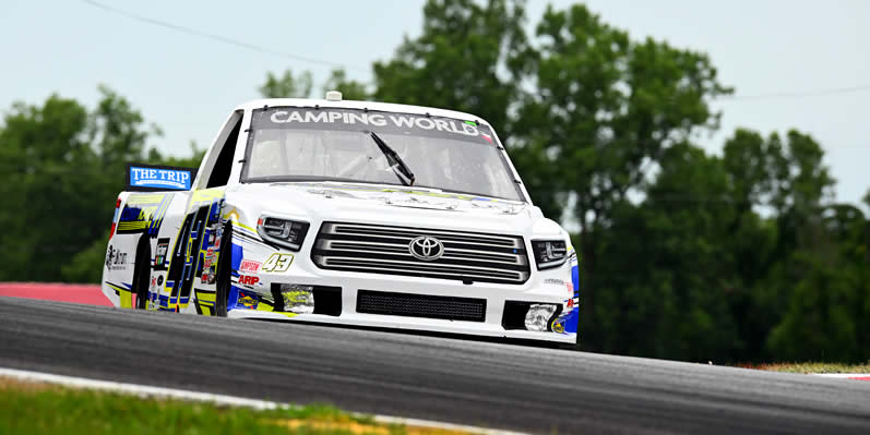 Stephen Mallozzi drives during practice