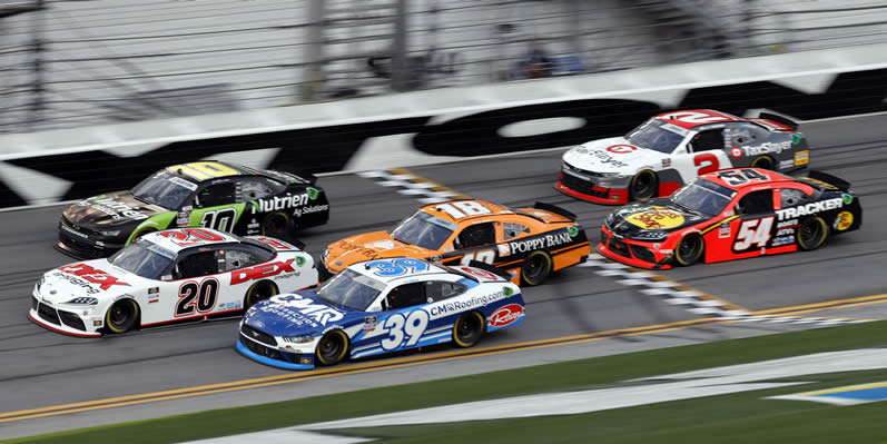 Ryan Sieg, Harrison Burton, Jeb Burton and Daniel Hemric race