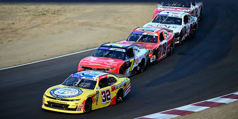 Austin Green, Justin Allgaier, Sheldon Creed and Ryan Sieg race